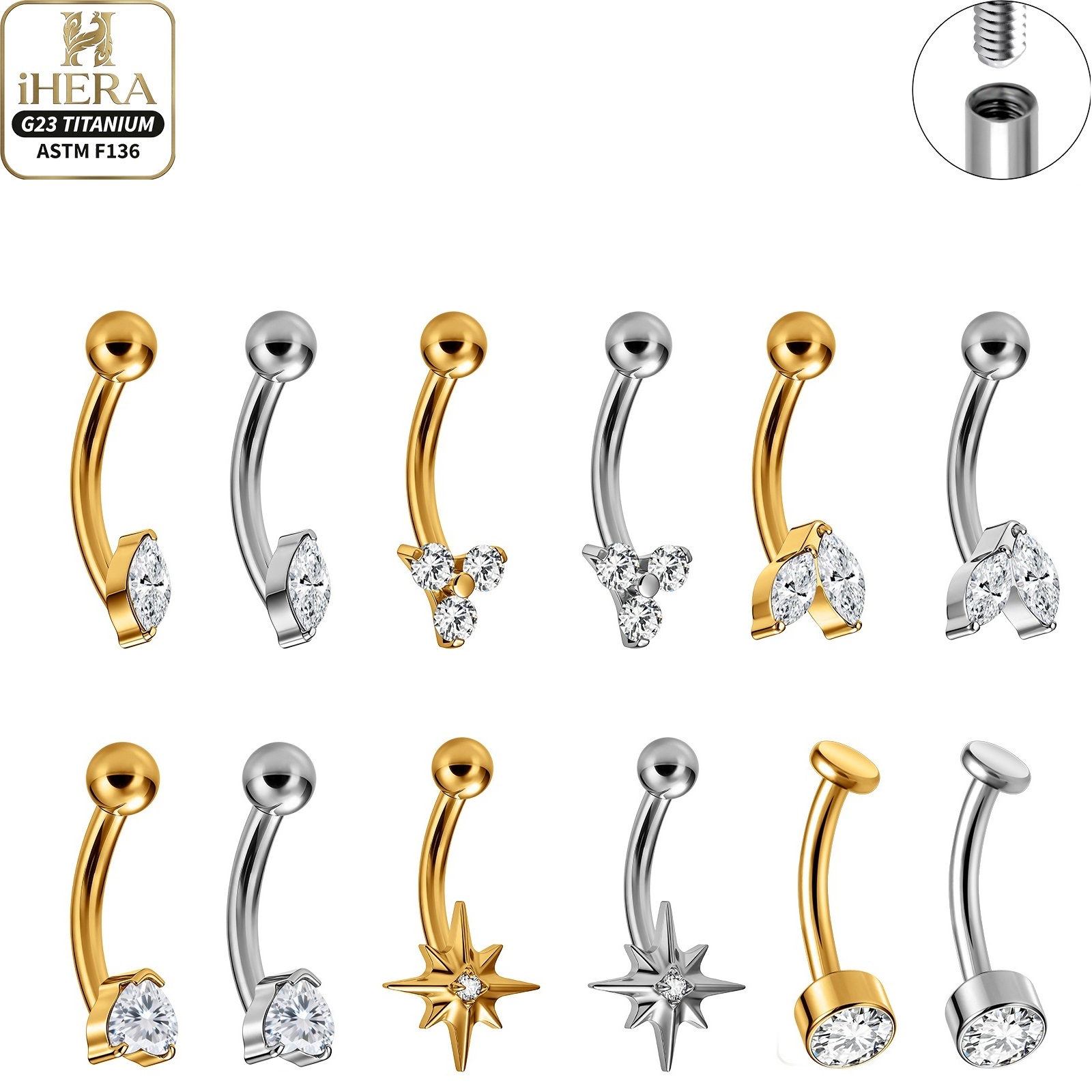Body Jewelry Vertical Labret - Piercing Clássico Básico de Titânio G23