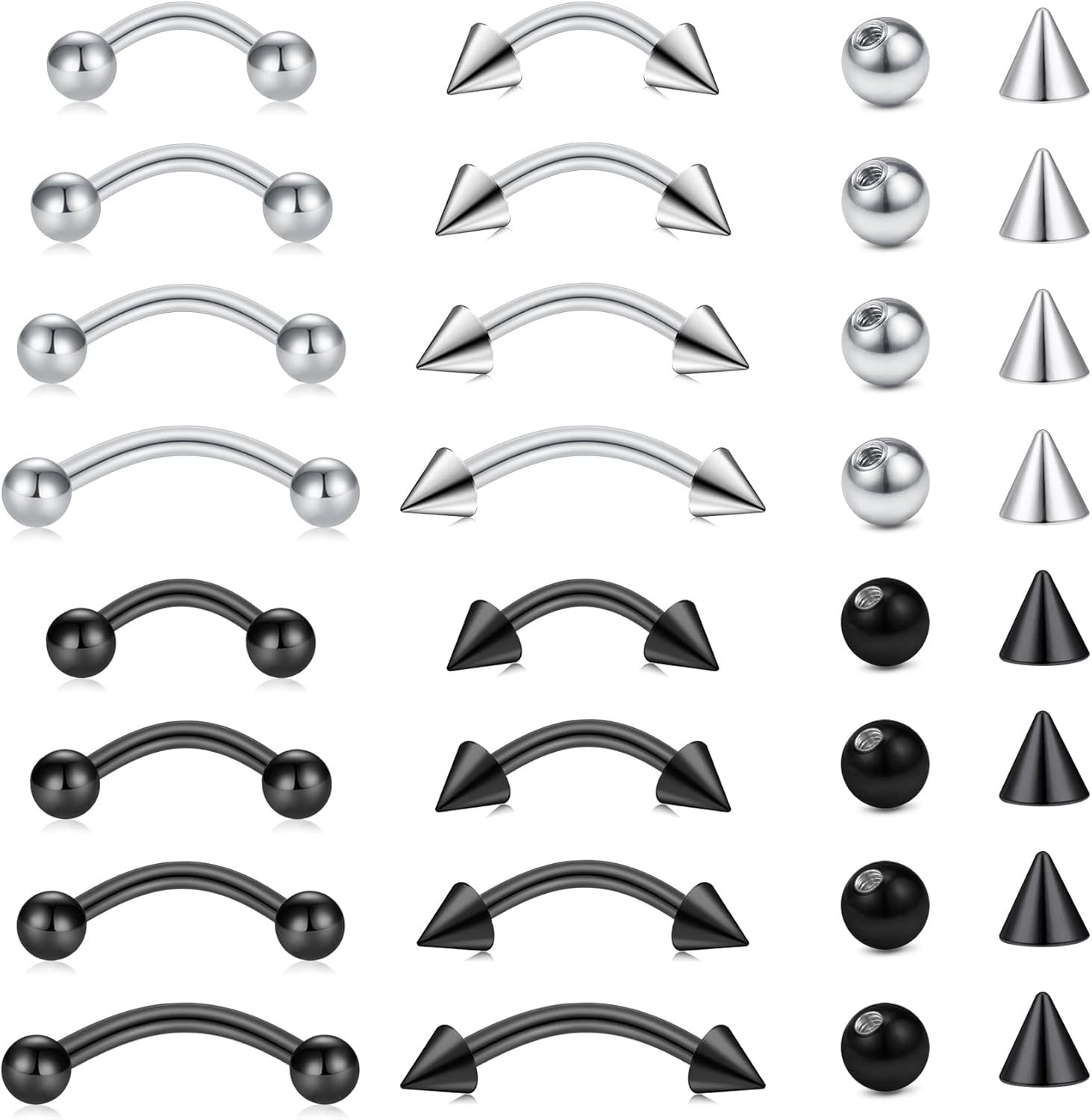 Rook Curved Barbell - Conjunto de 32 peças de joias