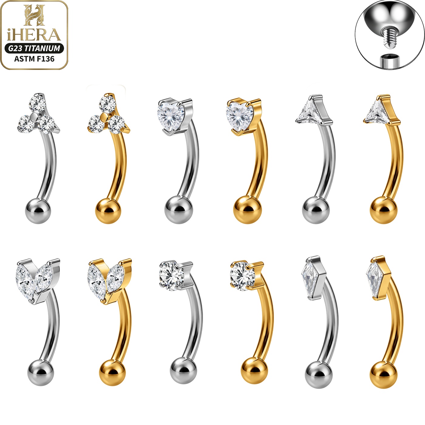 Body Jewelry Vertical Labret - Piercing de Titânio F136 com Bola