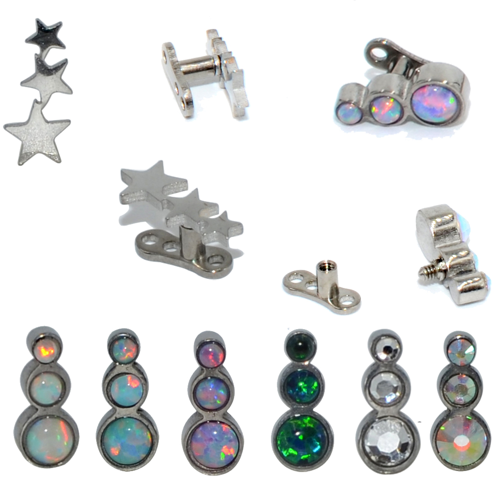 Dermal Anchor Top - Peça de base de aço/titânio opala