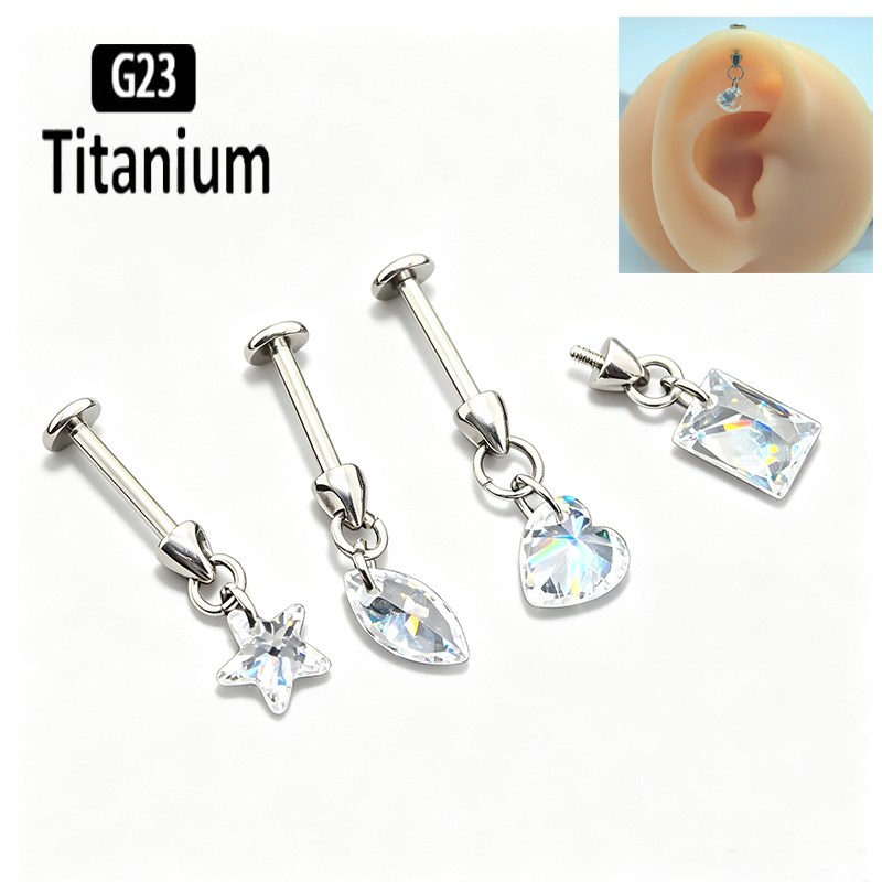 Body Jewelry Vertical Labret - Piercing de Titânio G23 com Rosca