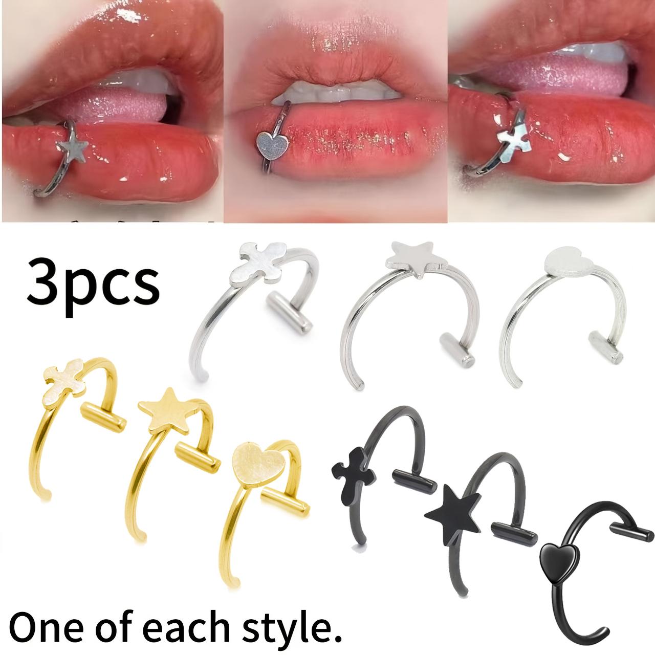 Body Jewelry Vertical Labret - Anel de lábios de aço inoxidável