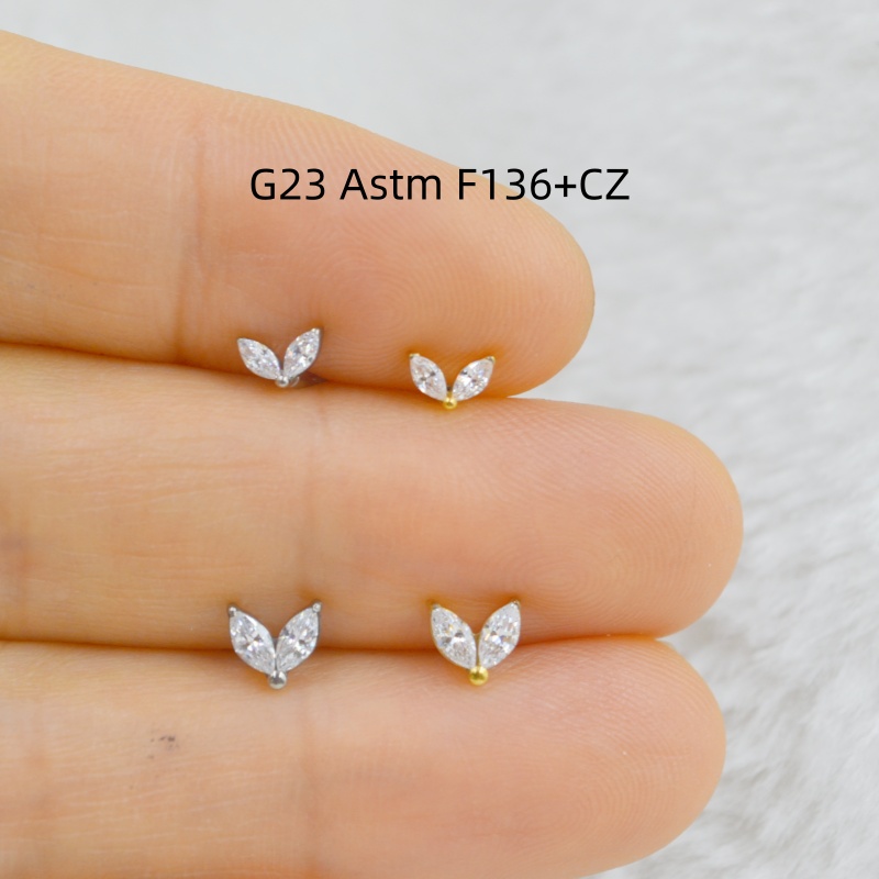 Rook Curved Barbell - Lot10pcs G23 Titânio ASTM F136 CZ