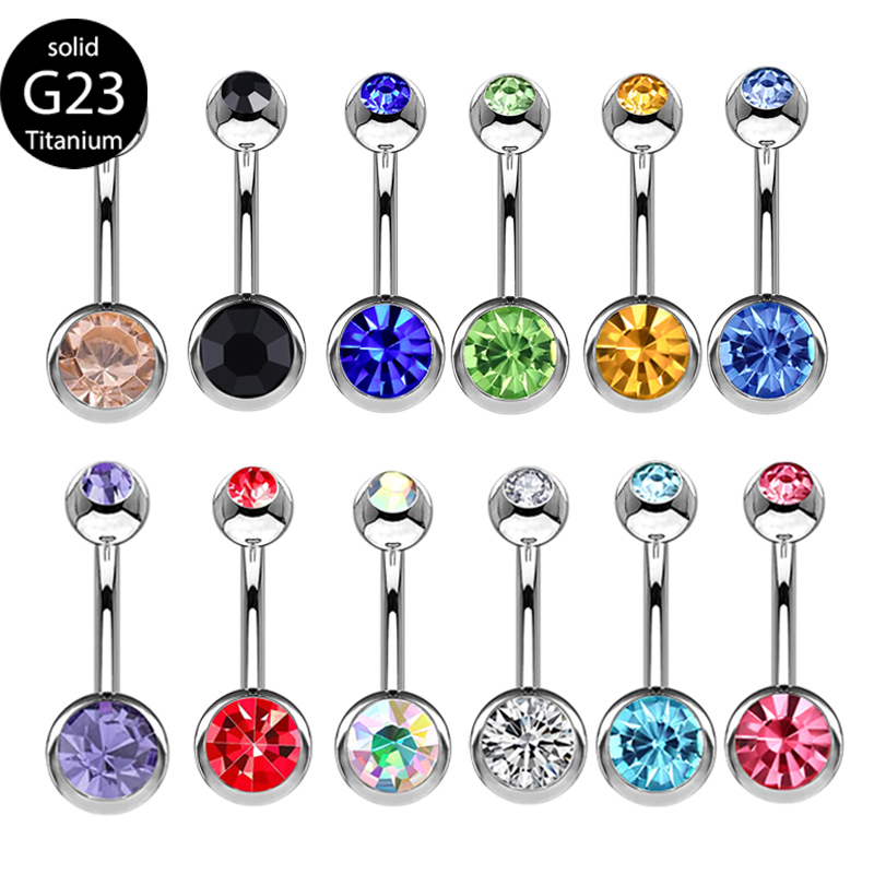 Body Jewelry Quality - G23 titânio duplo gem belly button