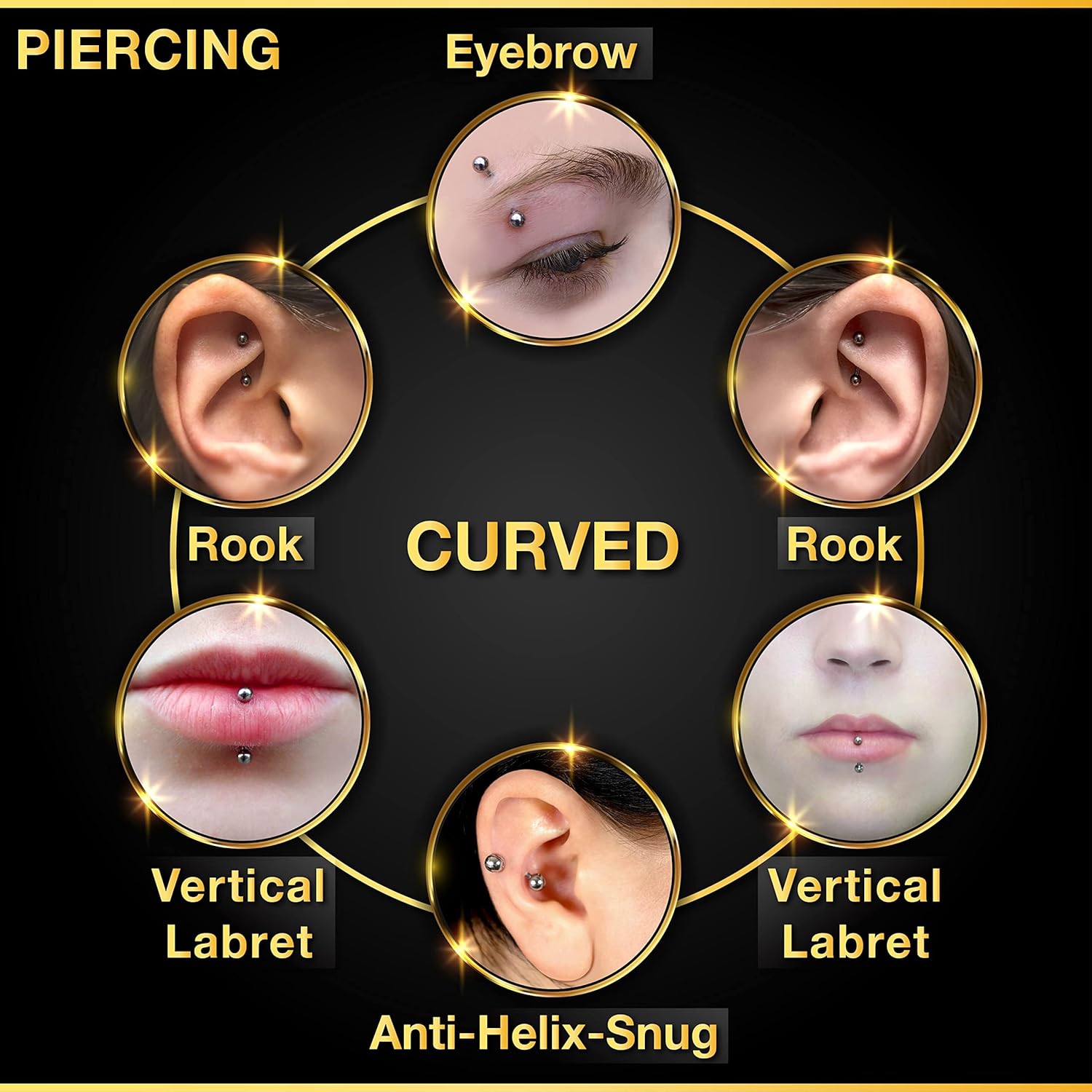 Conjunto de 32 peças de joias  - Rook Curved Barbell avaliação e preço