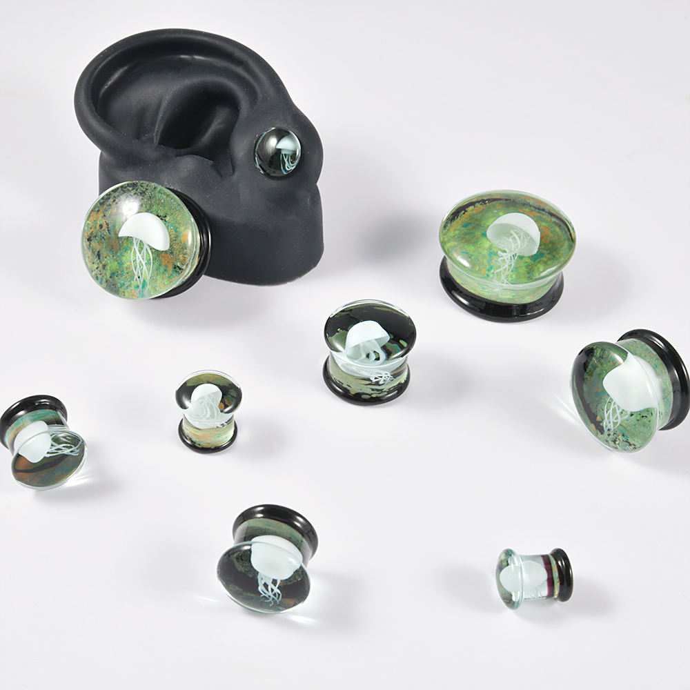 Par de Plugs de Orelha de Vidr - Body Jewelry Quality avaliação e preço
