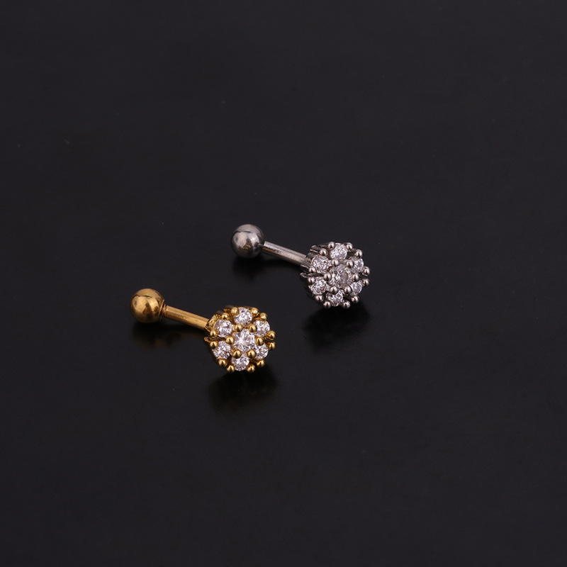 Flor Coroa CZ Sobrancelha Anel - Rook Curved Barbell avaliação e preço