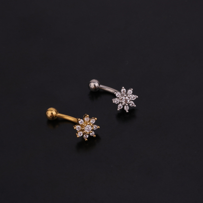 Flor Coroa CZ Sobrancelha Anel - Rook Curved Barbell avaliação e preço