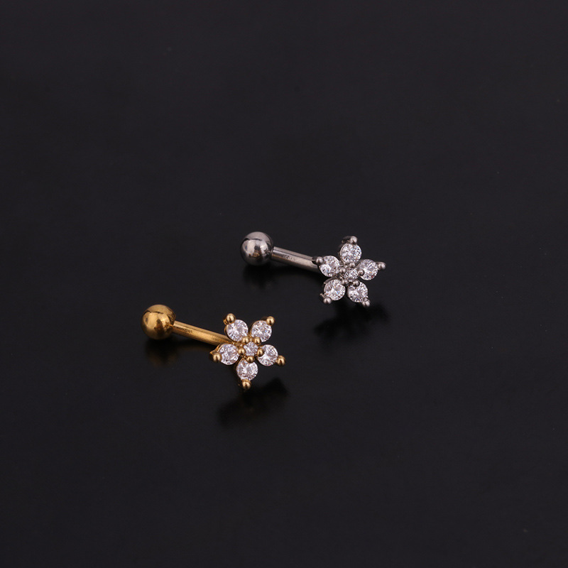 Flor Coroa CZ Sobrancelha Anel - Rook Curved Barbell avaliação e preço