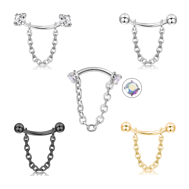 1pc zircão bola cone sobrancel - Rook Curved Barbell avaliação e preço