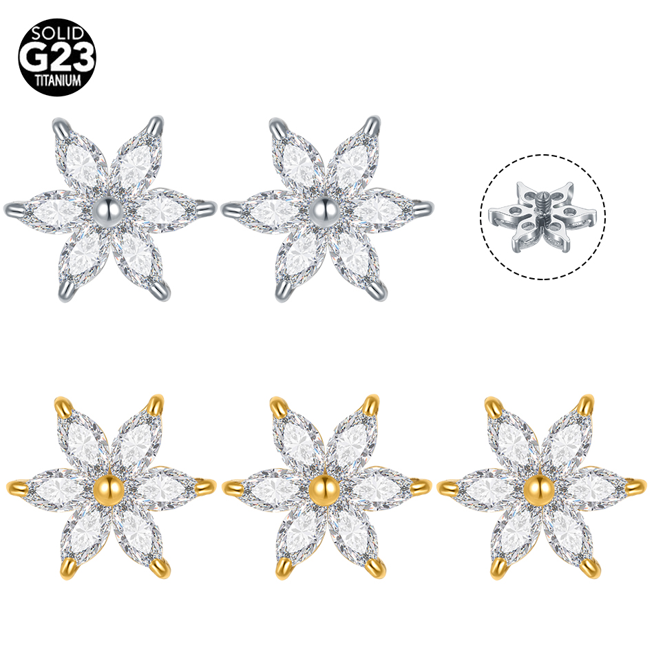1/5 pçs titânio cristal flor â - Dermal Anchor Top avaliação e preço