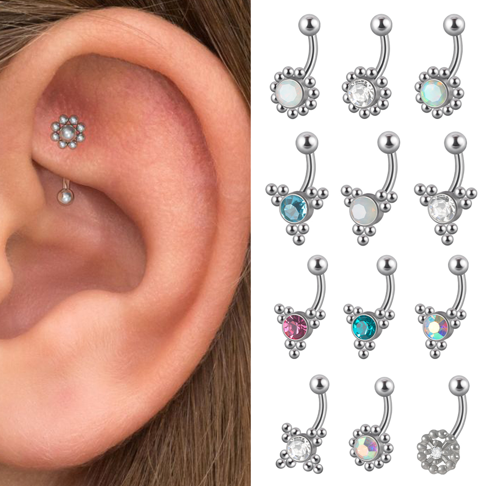 1 peça g23 titânio 16g cristal - Rook Curved Barbell avaliação e preço