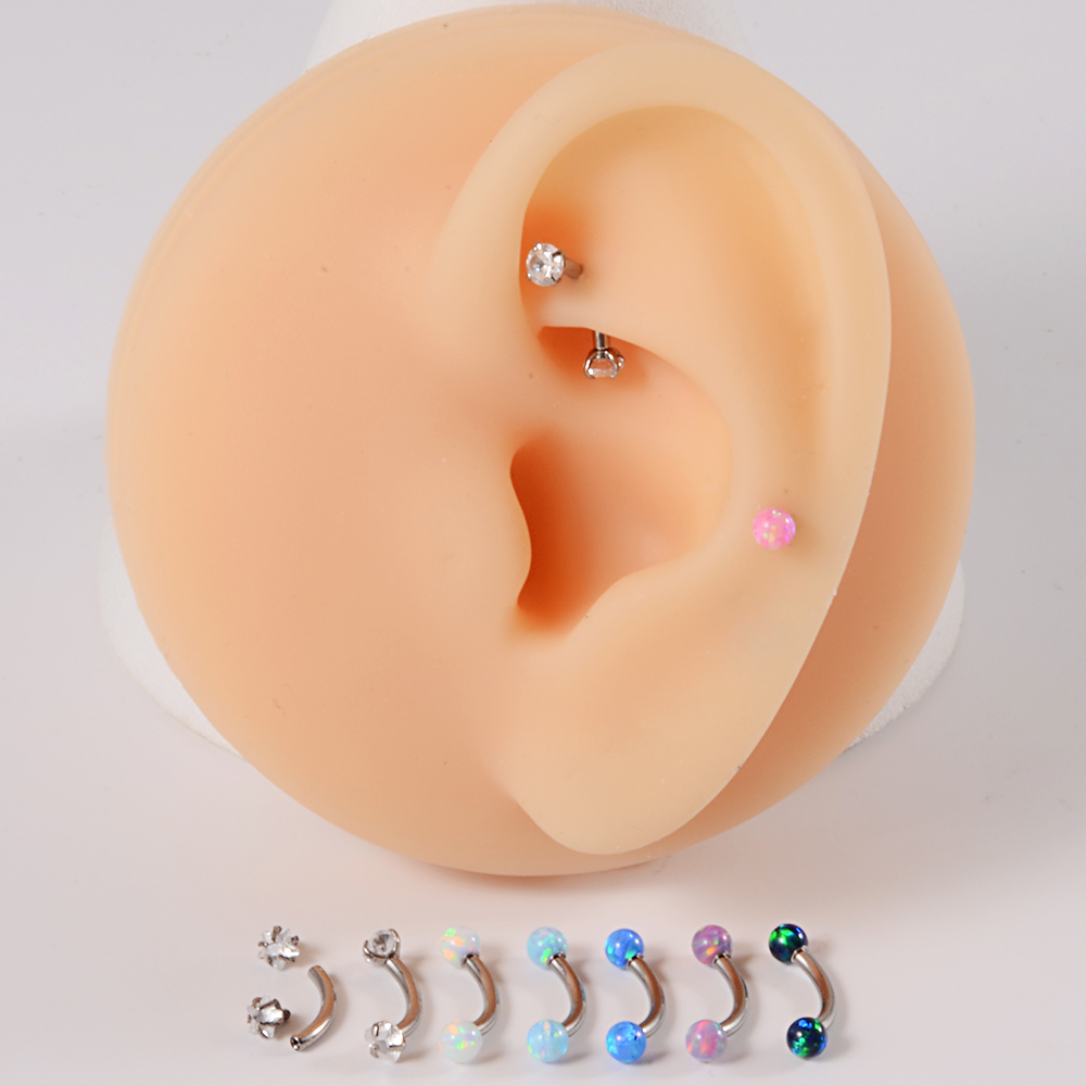 1 peça g23 titânio cz rosca in - Rook Curved Barbell avaliação e preço