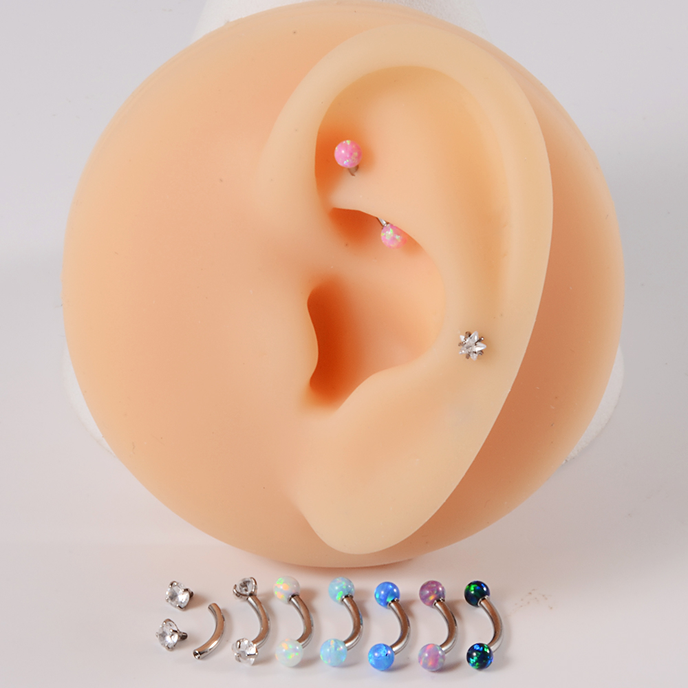 1 peça g23 titânio cz rosca in - Rook Curved Barbell avaliação e preço