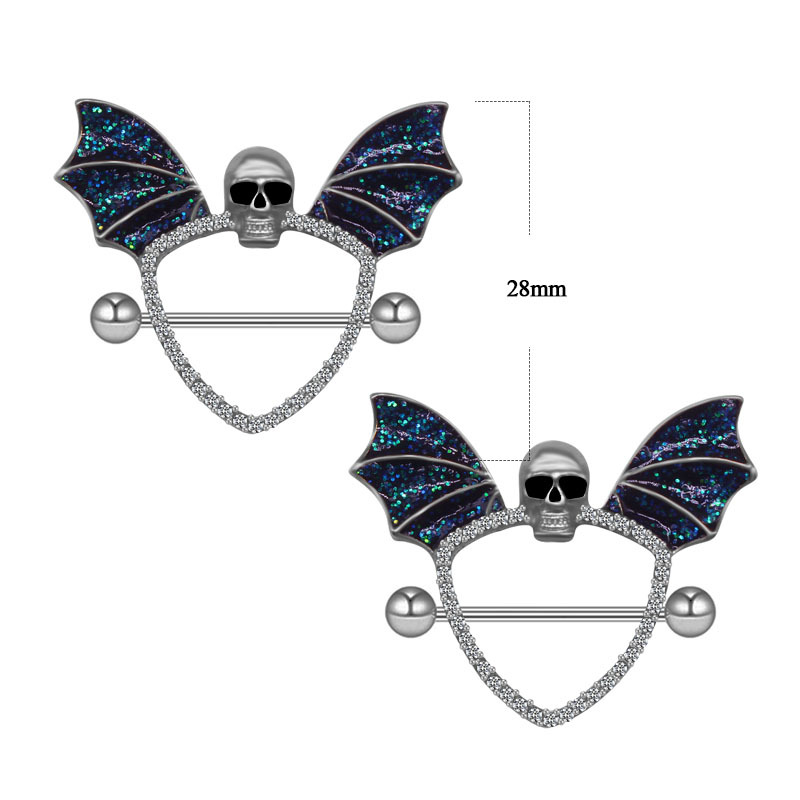 Bling-Crânio Asa Bat Preto Mam - Body Jewelry Quality avaliação e preço