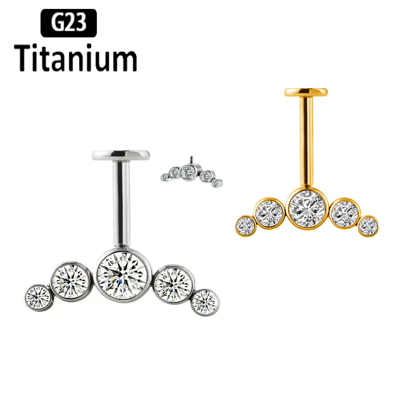Piercing de Titânio G23 com Ro - Body Jewelry Vertical Labret avaliação e preço
