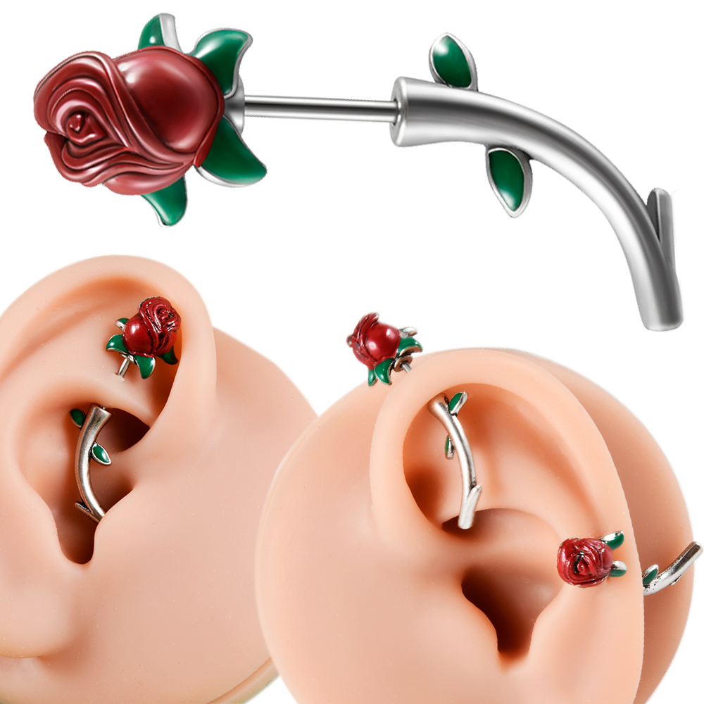 Aço Cirúrgico Rosa Vermelha Fl - Rook Curved Barbell avaliação e preço
