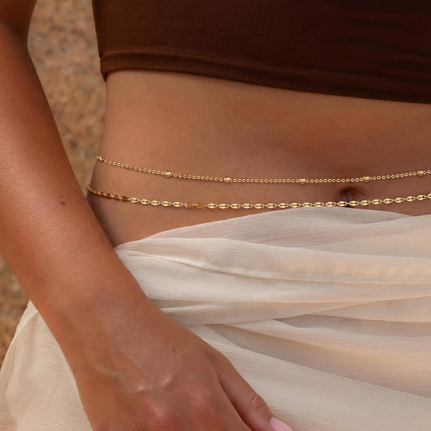 Cinto de Corrente Dourada 14K  - Body Jewelry In Bulk avaliação e preço